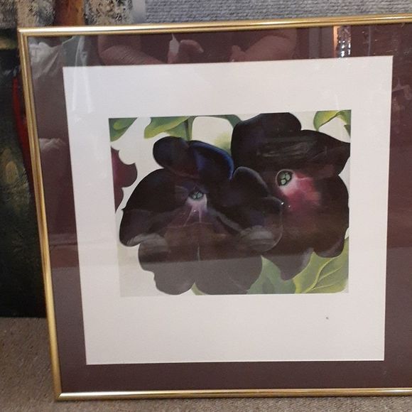 Set of 3 Framed and matted prints of "Purple Petunias" by Georgia O'Keeffe - Picture 3 of 8